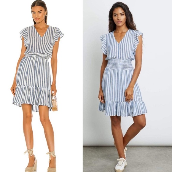 Rails Tara Dress in Echo Blue Striped Rayon Linen - Picture 2 of 5